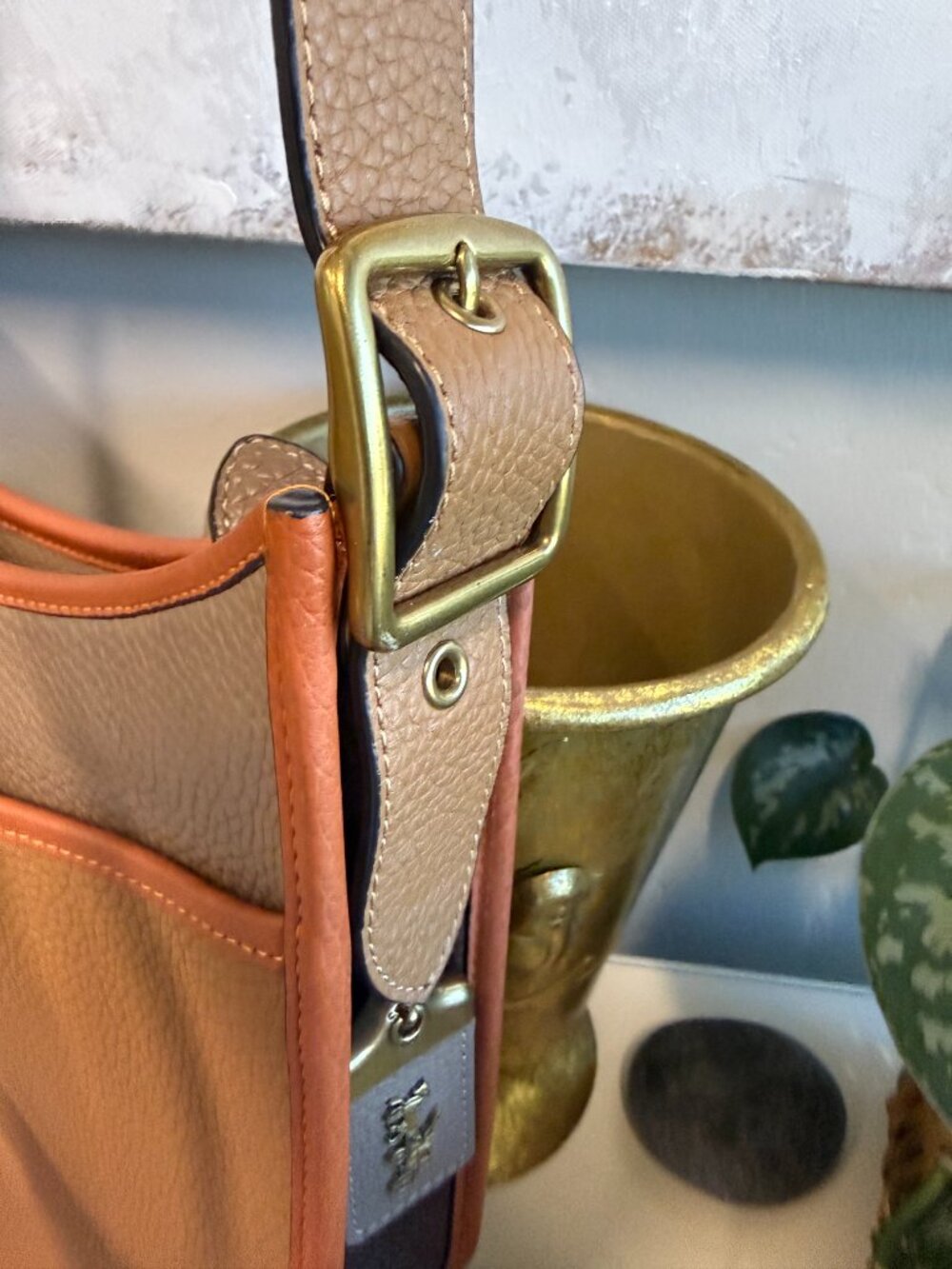 COACH "Emery" Pebble Leather Color Block Adjustable Shoulder/Crossbody Bag - Picture 2 of 15